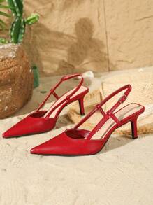 On feet& in love Fall/Winter 2025 Women's Fashion Elegant Pointed Toe Strap Buckle High Heel Pumps, Suitable For Pairing With Dresses, Elegant