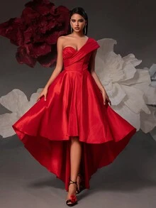 VIPGIRL Đầm Maxi Không Tay Sang Trọng Cao Cấp Mới Thanh Lịch Cao Thấp Sang Trọng - Đỏ - Xem 6