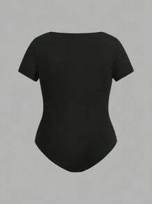 SHEIN EZwear 休闲简约大码女式方领夏季修身连体衣三件套 - 彩色 - 查看 5