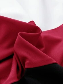 SHEIN Tween Boy 2pcs Color Block Round Neck Short Sleeve T-Shirt With Letter Print And Jogger Pants, School, Campus, College