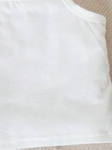 SHEIN 4 件套女婴休闲舒适吊带背心套装，春夏 - 白色 - 查看 6