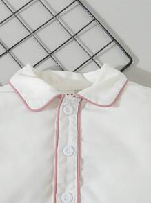 Ensemble de chemise et de pantalon décontracté et confortable pour bébés garçons, pour les saisons du printemps et de l'automne - Rose bonbon - Voir 5