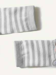 SHEIN 2對嬰兒考拉3D圖案襪子，適用於日常戶外穿著 - 彩色 - 查看 6