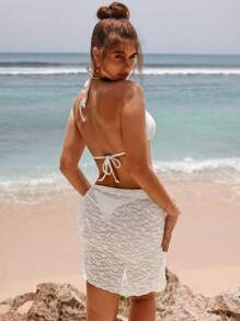 Swim Chiccia Bộ bikini cúp ngực tam giác đi biển mùa hè và váy che chắn - Đen và trắng - Xem 2