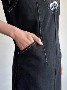 FRIFUL 女士开叉牛仔连衣裙，适合夏季太阳裙