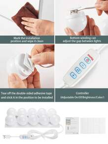 1 pieza Luz de espejo de maquillaje de plástico moderno para casa - Blanco - Ver 6