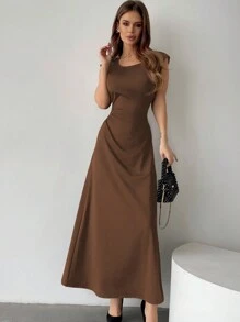 Firerie 時尚女性夏季方領束腰A字裙