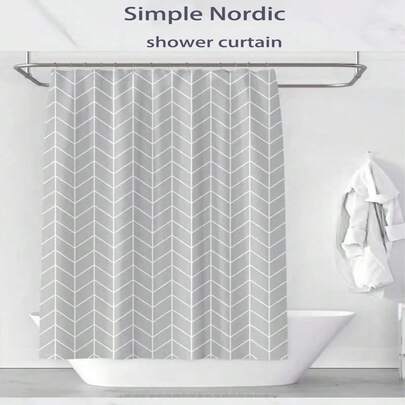 Nordic Simple Grey Solid Color Thick Bathroom Shower Curtain, Waterproof And Anti Mildew, For Toilet Partition/Window Decoration Use Home Bathroom Decor Fall Decor Bathroom Accessories Back To School