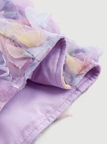 SHEIN MOD Purple 3D Mesh Floral Print Camisole Top