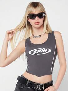 SHEIN EZwear Top de tanque sin mangas simple con estampado de color bloque para mujer del estilo callejero de verano de 2024