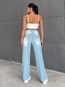 EURMUSE Light Blue Appaloosa Splash-Ink Straight Leg Jeans - Light Wash - View 2