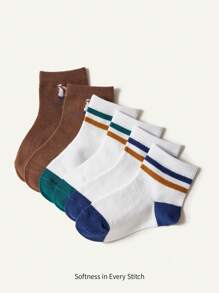 SHEIN 3 pares Calcetines simples de patrón de barco a vela para bebé, calcetines cortos atléticos para verano, adecuados para exteriores