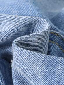 SHEIN Babyjongen Zomer Blauw Gewassen Elastische Tailleband Casual Baggy Opgestikte Zak Denim Wijde Pijpen Jeans, Babyjongen Lente En Zomer Kleding Broeken Outfits