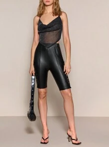 SHEINNeu 女性夏季黑色緊身褲 - 黑色 - 查看 3