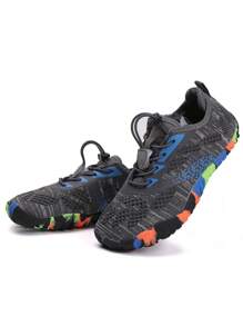 1 Pair Kids' Breathable Mesh Outsole Anti-Slip Water Shoes, Suitable For Outdoor, Beach, Trekking, All-Season - Dark Grey - View 1