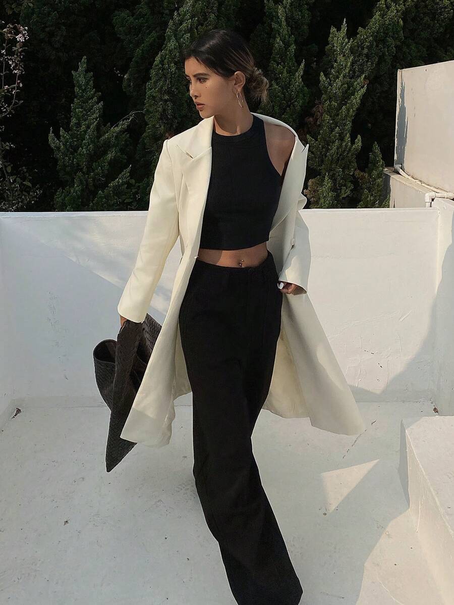 DAZY Women Long Solid Color Suit Jacket For Spring Women Blazers,Fall Clothes Business Attire - Beige - View 1