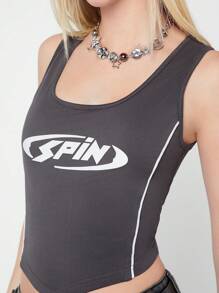 SHEIN EZwear Top de tanque sin mangas simple con estampado de color bloque para mujer del estilo callejero de verano de 2024