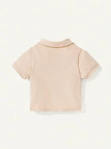 Cozy Pixies Baby Boy 2pcs Casual Palm Tree Print Basic Pullover Polo Tee