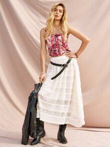 Bohemela Váy ren dệt kim thông thường - Màu be - Xem 4