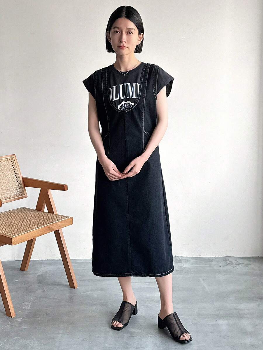 FRIFUL 女士开叉牛仔连衣裙，适合夏季太阳裙