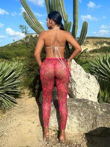 SHEIN SXY Quần legging in họa tiết Paisley lưng thun phong cách nghỉ dưỡng - Nhiều màu - Xem 2