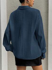 SHEIN Essnce V-Neck Long Sleeve Shirt For Spring And Summer