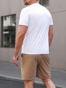 Manfinity Homme Men Flap Pocket Tee & Drawstring Waist Shorts - Multicolor - View 2