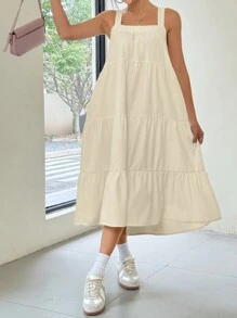 SHEIN EZwear 嬰娃裝 白色A字型長裙 - 杏色 - 查看 6