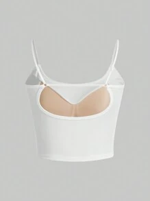SHEIN Essnce 3 Miếng Lót Ngực Áo Lót Dây Đeo Miễn Phí Slim Fit Nữ Yếm - màu đen - Xem 6