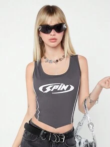 SHEIN EZwear Top de tanque sin mangas simple con estampado de color bloque para mujer del estilo callejero de verano de 2024
