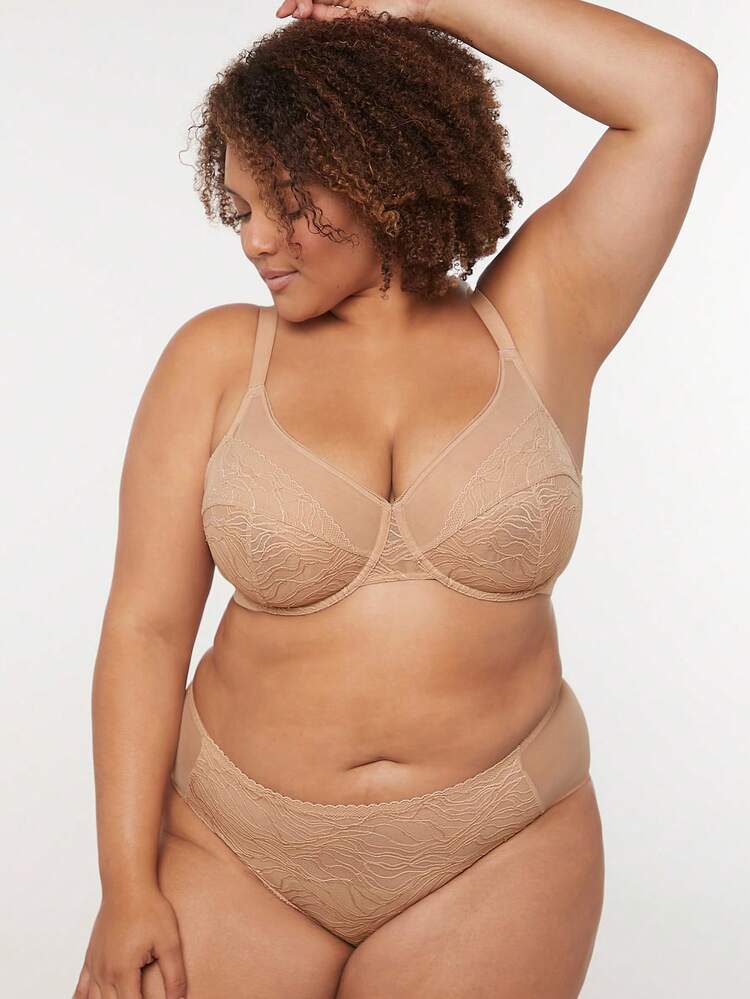 Plus Sexy Lingerie Lounge Curve Full Coverage Unlined Lace Minimizer Bra