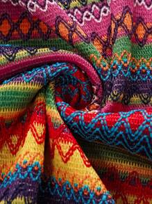 Sweetra Women's Color Block Twisted Strapless Dress, Suitable For Summer - Multicolor - View 5