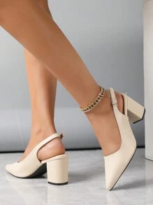 Salto Alto Elegante de Mulher Estilo Novo de Verão com Bico Fino e Tira no Tornozelo, Elegante, Festa