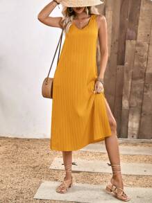 SHEIN Clasi Spring/Summer Holiday Apricot Lace Women's Long Dress