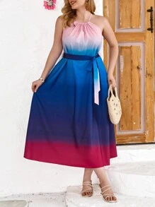 SHEIN Clasi 女性縮染漸變露背連衣裙 - 彩色 - 查看 1