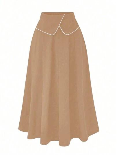 SHEIN Clasi 休閒大尺碼對比邊緣設計裙子