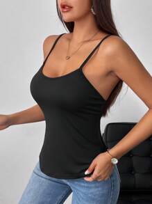 Firerie Haut Cami noir sexy sans manches avec lien pour l'été