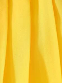 SHEIN Baby Girl Casual Polo Shirt With Bee Embroidery And Pleated Skirt Set For Summer - Yellow - View 3