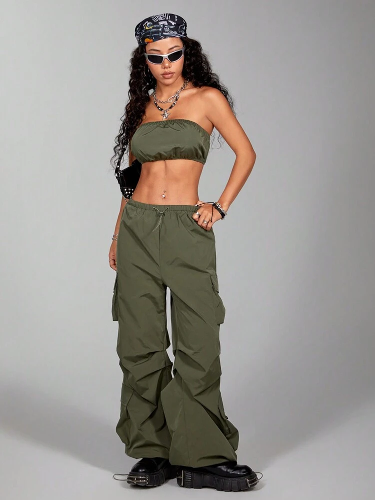 Summer Casual Fashionable All-Match Short Tube Top And Long Pants Two-Piece Set