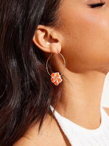 SHEIN VCAY 1pair European And American Personality Flower-Shaped Alloy Earrings For Women