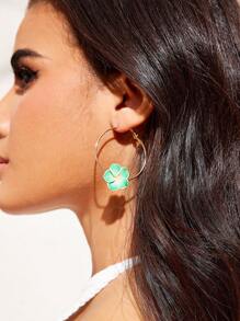 SHEIN VCAY 1pair European And American Personality Flower-Shaped Alloy Earrings For Women