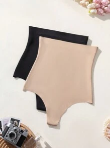 Solid Color Women'S Shapewear Bottoms ,2 Pcs - Apricot - View 3