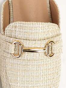 Chaussure Mule plate grande taille pour femme avec décoration en métal, style simple slip-on - Nude - Voir 3