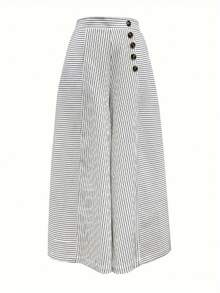 Weite Hose mit Knöpfen und Taschen vorne, legerer Stil, hoher Bund, bescheidener Badeanzug für Musikfestivals und Urlaub für Damen