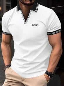 Manfinity Homme 男士彩色拼接短袖polo衫 - 白色 - 查看 1