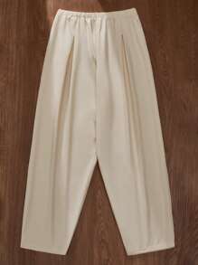 Breezaya 寬鬆低襠百摺褲，夏季必備 - 杏色 - 查看 5