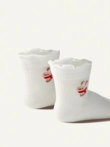 Cozy Pixies 2pairs Cute Rabbit & Mushroom Design Baby Lace Socks, White - Multicolor - View 3