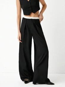 LYSMO Ladies' Cropped Vest And Loose Pants Suit - Black - View 3