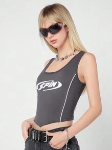 SHEIN EZwear Top de tanque sin mangas simple con estampado de color bloque para mujer del estilo callejero de verano de 2024