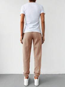 EURMUSE Letter Graphic Tee & Sweatpants - Apricot - View 2